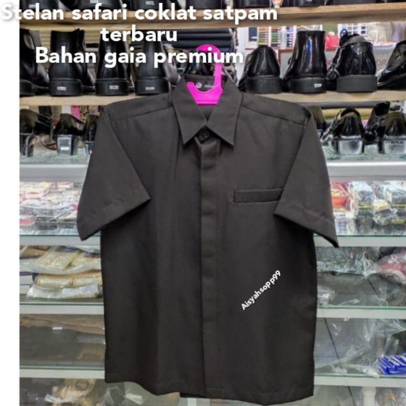 STELAN BAJU SAFARI COKLAT SATPAM TERBARU BAHAN GAIA PREMIUM