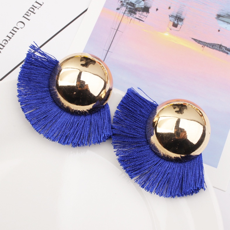 Roti kukus bentuk rumbai anting-anting Bohemian gaya etnik rumbai aksesoris elegant circle fan berbe