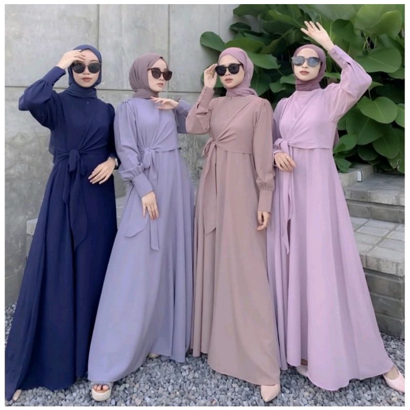 Baju Gamis SALE O'ring O ring Rempel Busui Friendly Pesta Dress Muslim Polos K9T6 Dewasa PROMO RAMAD