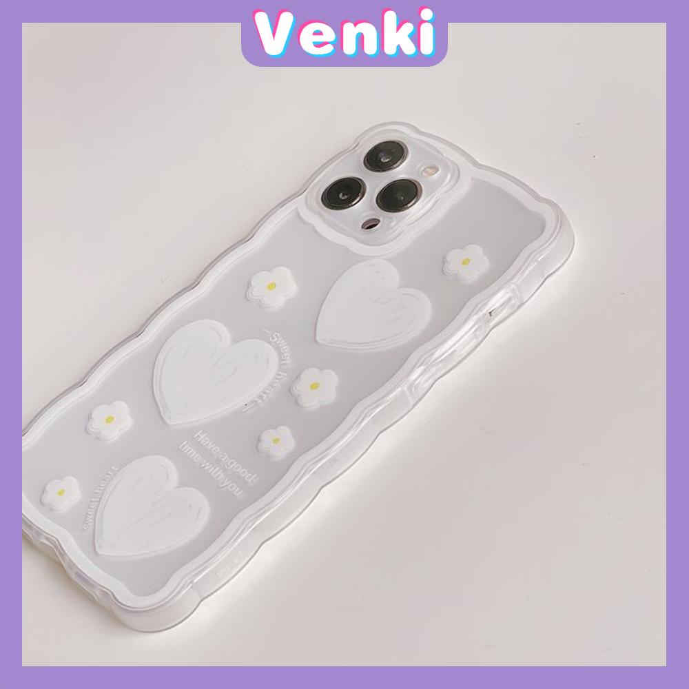 iPhone Case Silicone Soft Case Clear Case Wave Non-Slip Shockproof Camera Full Coverage Protection White Heart Flower For iPhone 13 Pro Max iPhone 12 Pro Max iPhone 11 iPhone 7Plus