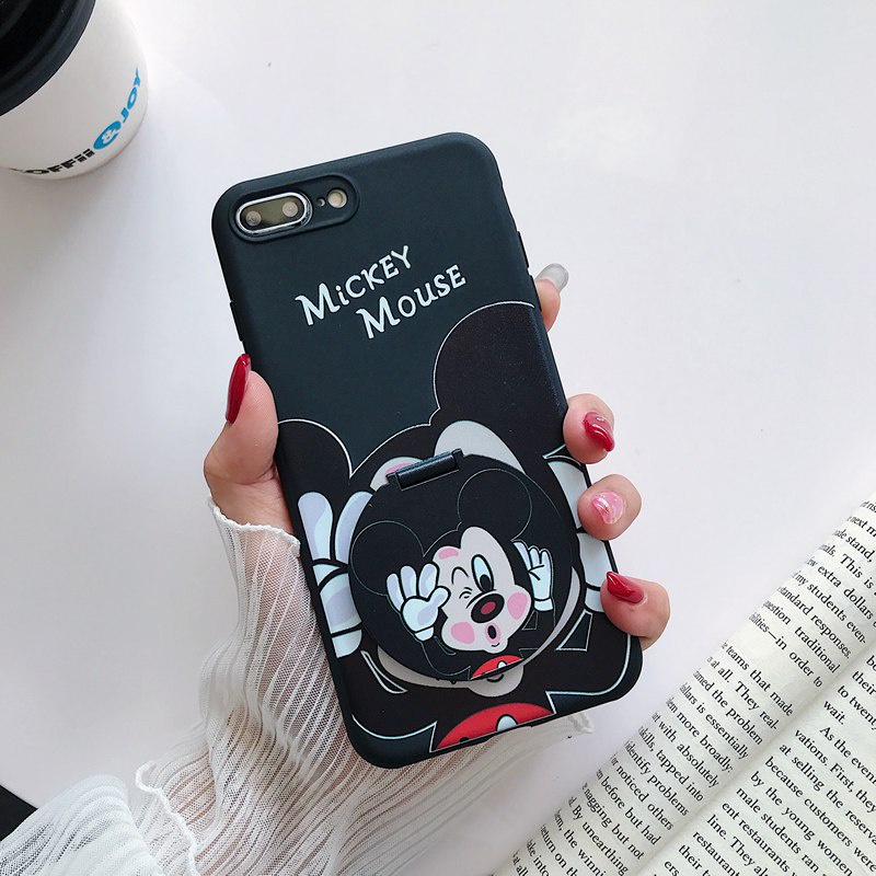 Makeup Mirror Case OPPO A57 A77S A17 A96 A76 A36 A17K VIVO Y21S Y21A Y21E Y21T Y21G Y22S Y35 Y16 Y16 Y02S Redmi 9A 9C 10 Note 9 10 11 Pro Note 10S 11S Hitam Mickey Miinie Casing hp OPPO