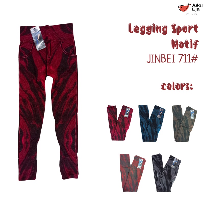 Jinbei Legging Sport Panjang Motif 711 / 709 Bahan Rajut Seamless - Celana Olahraga