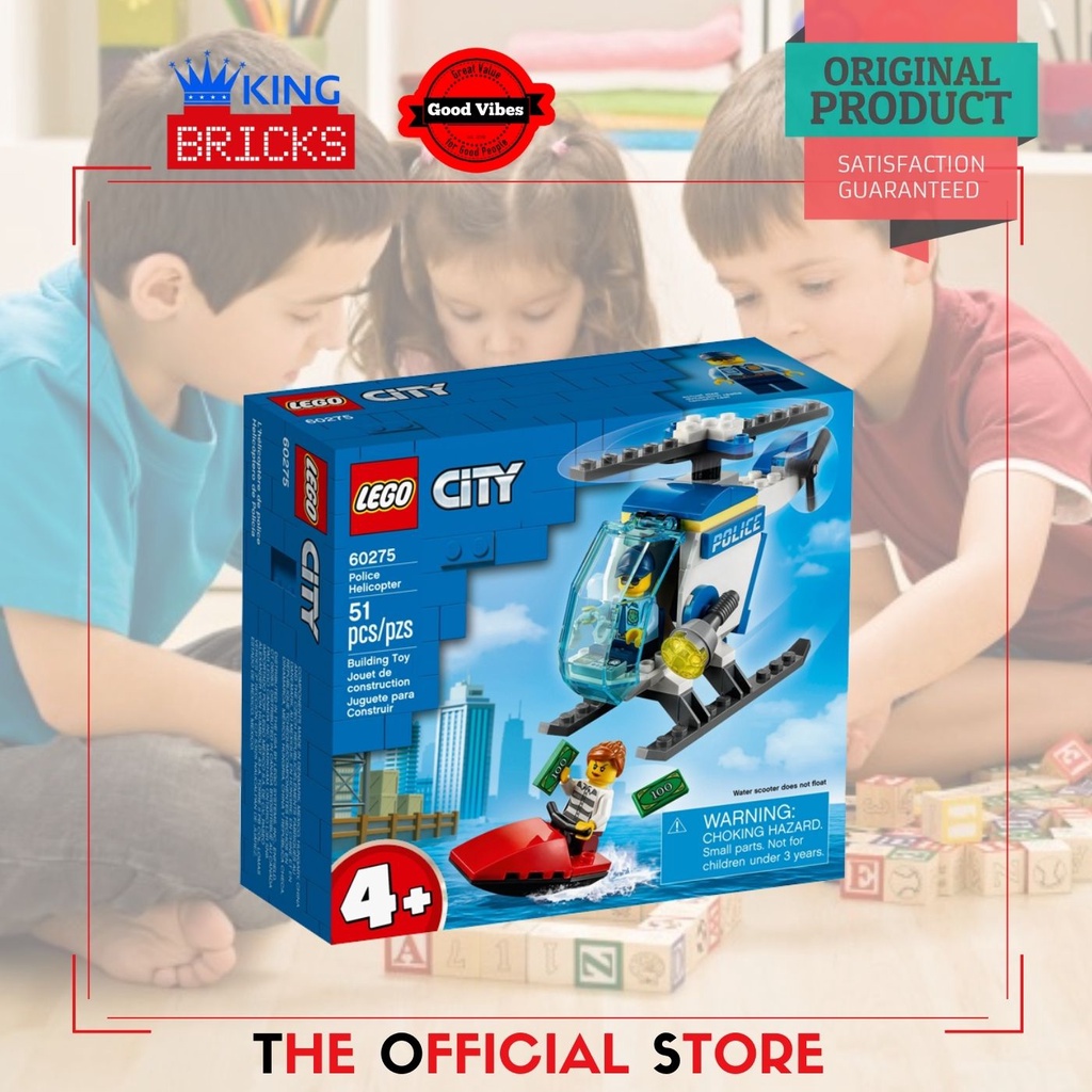 LEGO Original CITY 60275 Police Helicopter - Mainan Anak Helikopter Kapal Mobil Polisi