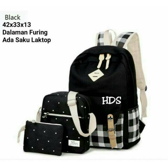 MURAH TAS RANSEL ANAK SEKOLAH PRIA DAN WANITA MOTIF SARUNG KOTAK KOTAK
