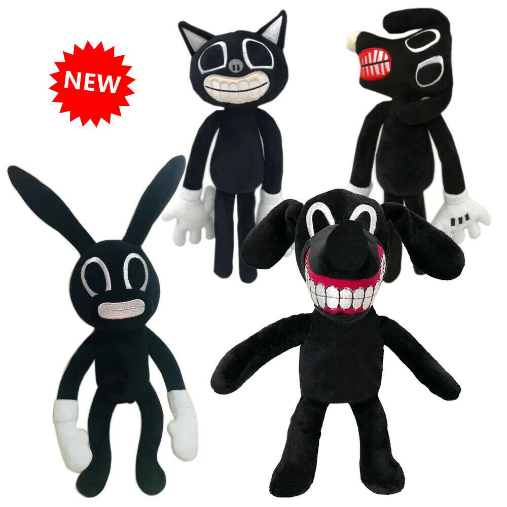 30cm Boneka Siren Head Series Black Dog Plush Toy Crooked Neck Horror Character Stuffed Doll Mainan