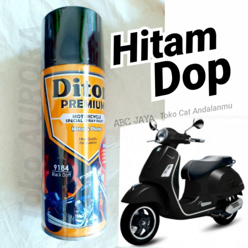 Pilok Pilox 9184 DITON Premium Black Hitam Doff Dop Cat Mobil Sepeda Motor 400ml