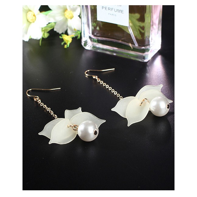 LRC Anting Gantung Fashion Flower Shape Decorated Earrings