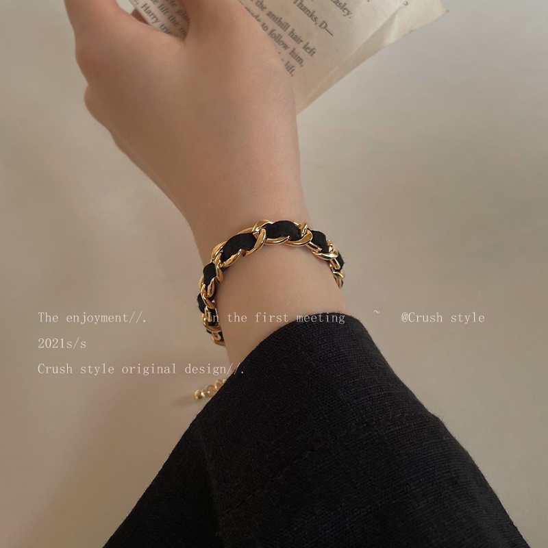 Gelang Tangan Rantai Emas Retro Desain Anyaman Silang Untuk Aksesoris Wanita