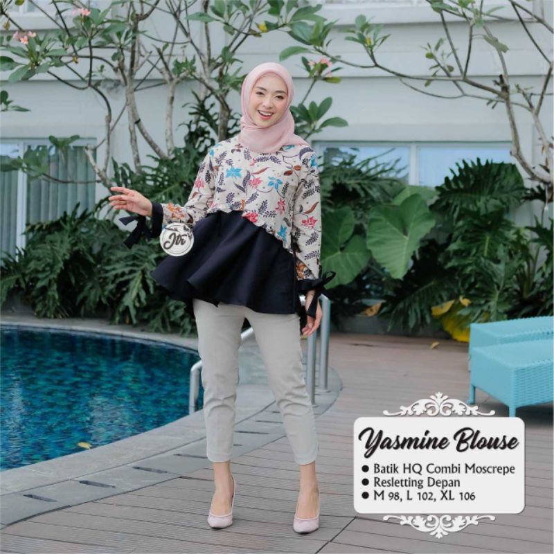 Batik Wanita ASJ SA HRB026 Kenongo Kemeja Tosca Pendek-B yasmine pastel