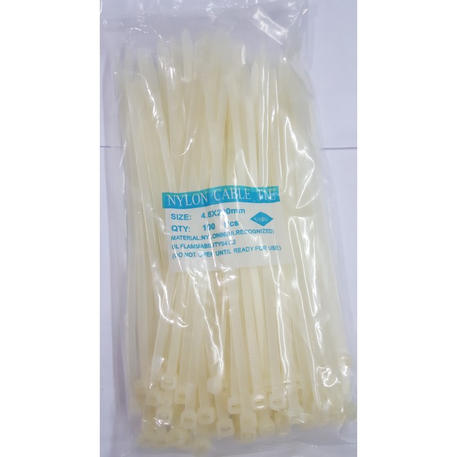 Cable Ties / Kabel Ties 20cm x 4.8 Hitam / Putih / Kabelties 20cm / Pengikat Kabel 20cm x 4.8