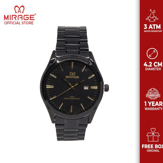 Jam Tangan Laki Mirage Original 8708L Hitam Full Black Model Terbaru