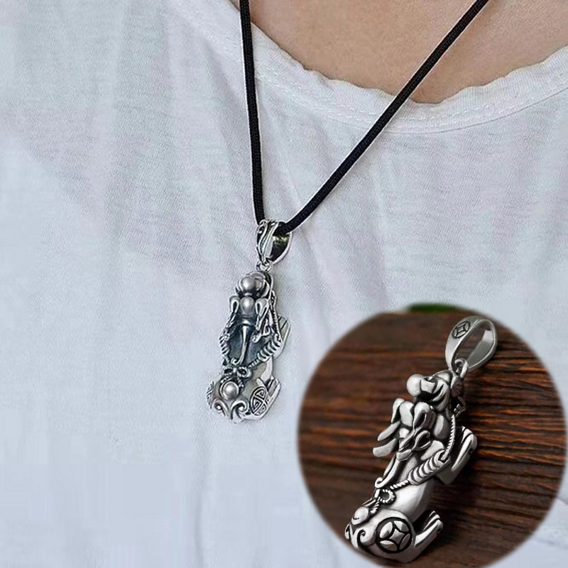 Kalung Liontin Keberuntungan Fengshui Pixiu Gaya Vintage China Untuk Pria Dan Wanita