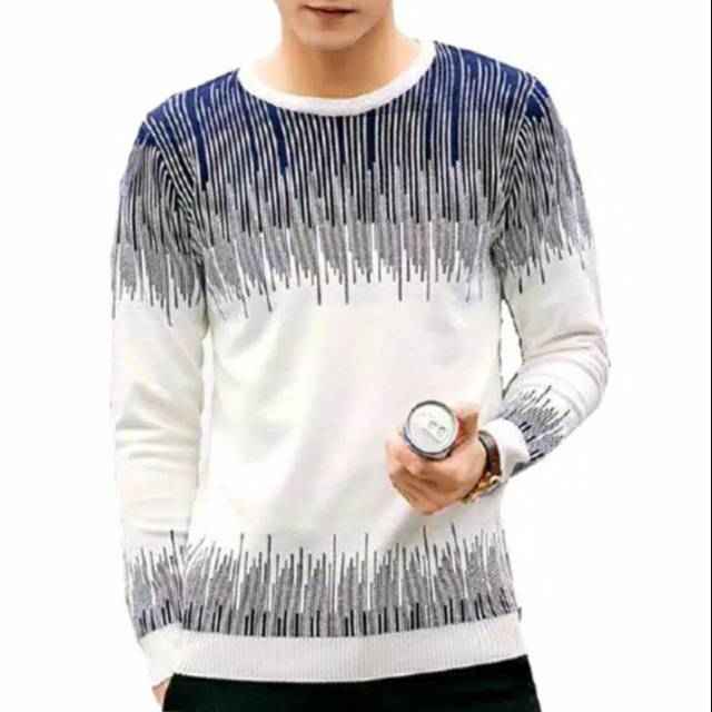 SN - Sweater rajut pria ZIA white TRIBAL