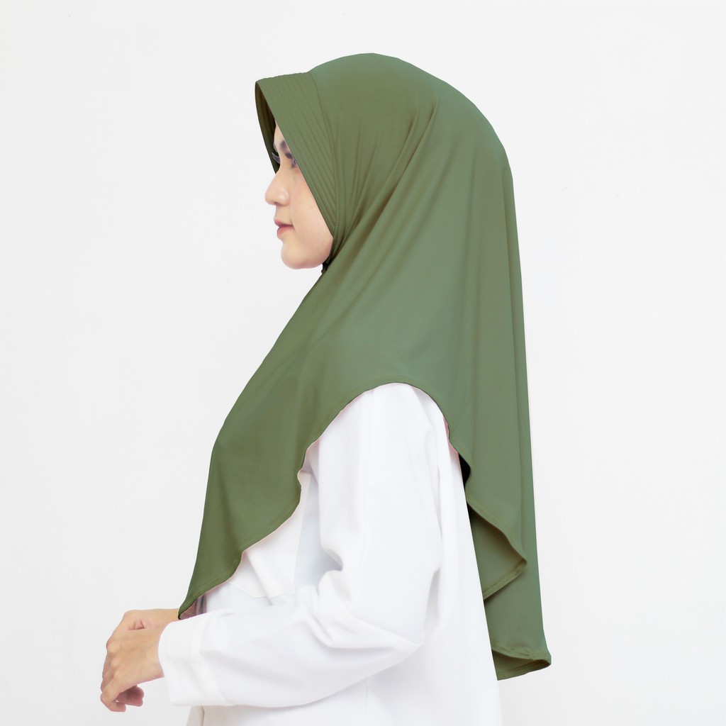 SHA - Jilbab Instan Khimar Jersey Pinguin Premium-Army