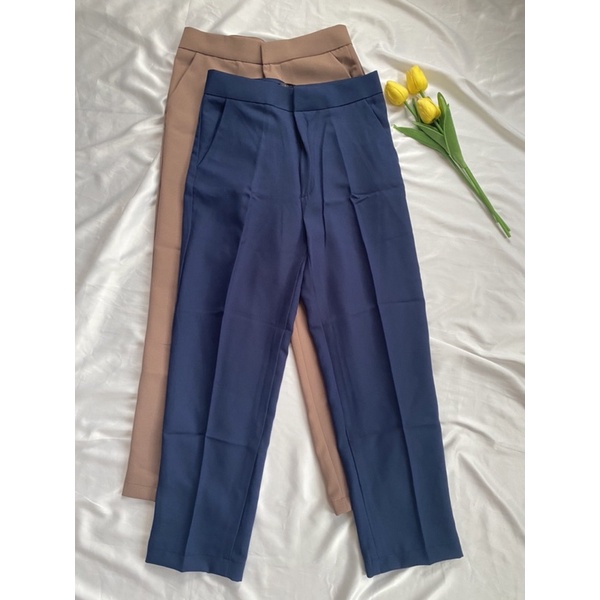 Celana Amity Hightwaist 7/8 Celana Bahan Bangkok Zipper Depan/Celana Bangkok Highwaist (CLAMY005)