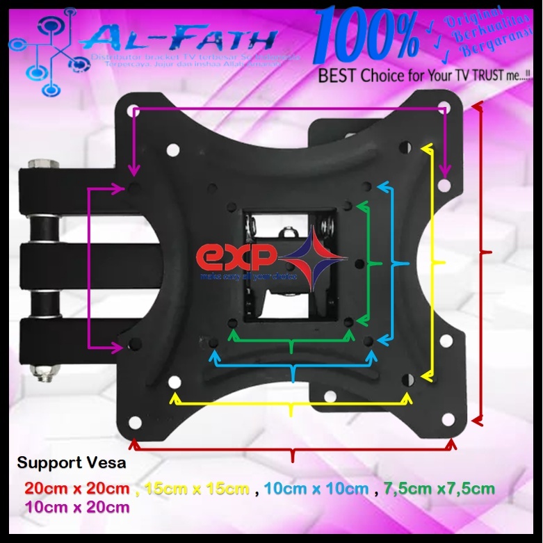 Bracket TV COOCAA 14 s/d 43 inch 6 ARAH FULL BESI SUPER KOKOH GARANSI 100% ORI