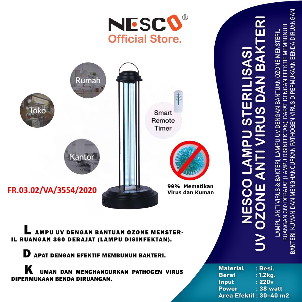 Nesco Lampu Sterilisasi UV Ozone Anti Virus dan Bakteri