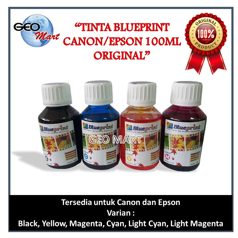 TINTA PRINTER BLUEPRINT ORIGINAL 100 ML UNTUK CANON DAN