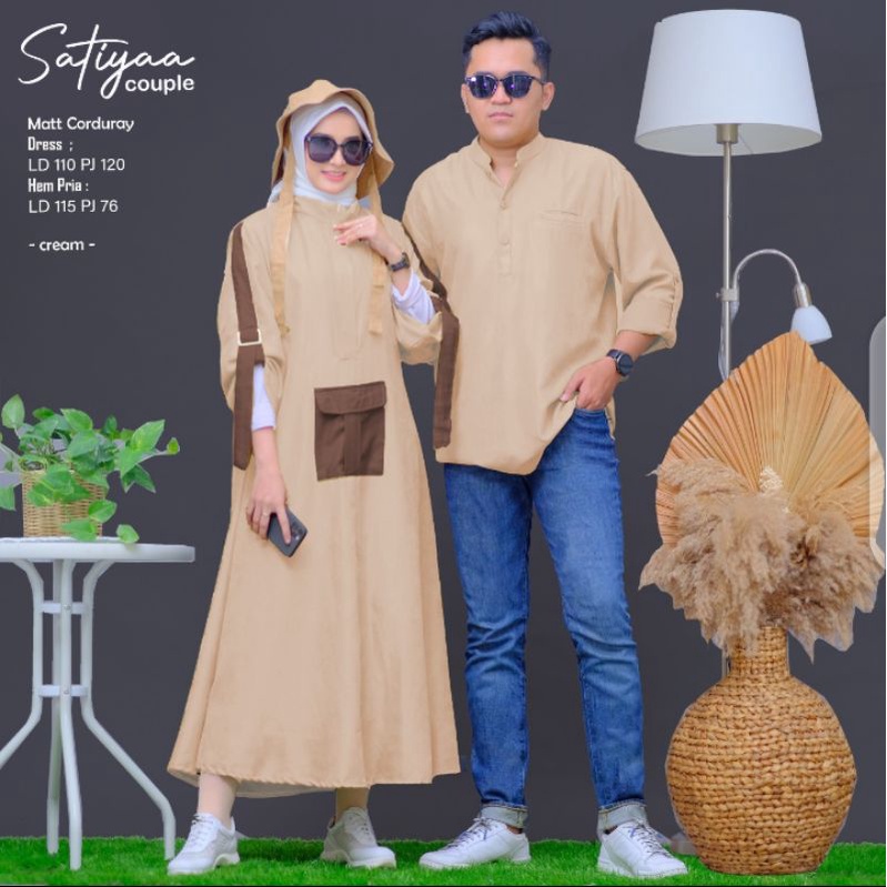 Couple midi dress Satiyaa Couple Ori by Shofiya couple midi dress dan kemeja lengan panjang corduray