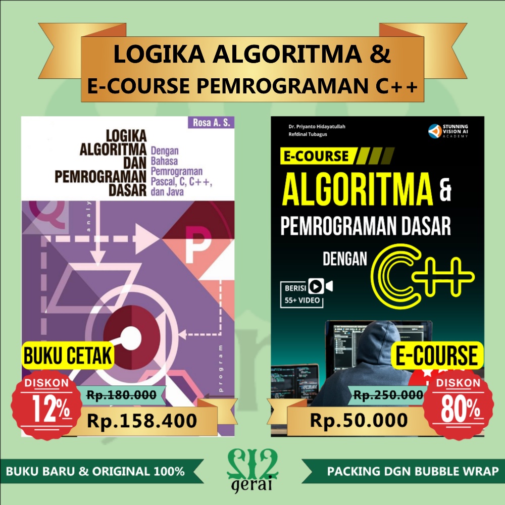 Jual PAKET BUKU LOGIKA ALGORITMA DAN E-COURSE PEMROGRAMAN C++ | Shopee ...