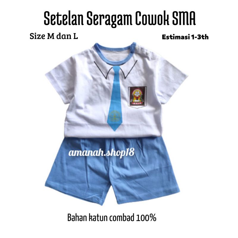 Setelan Baju Bayi Anak Cowok Boy Setelan Seragam Sekolah Cowok SMA
