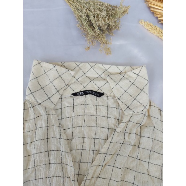 Z*RA WRAP PLAID CROP BLOUSE-BLOUSE WANITA