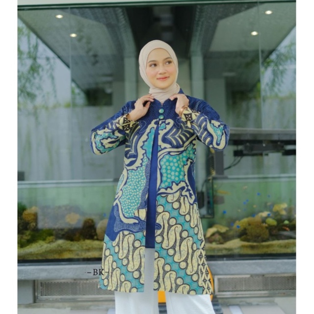 Tunik Batik Wanita Modern Atasan Batik Kerja Wanita Jumbo