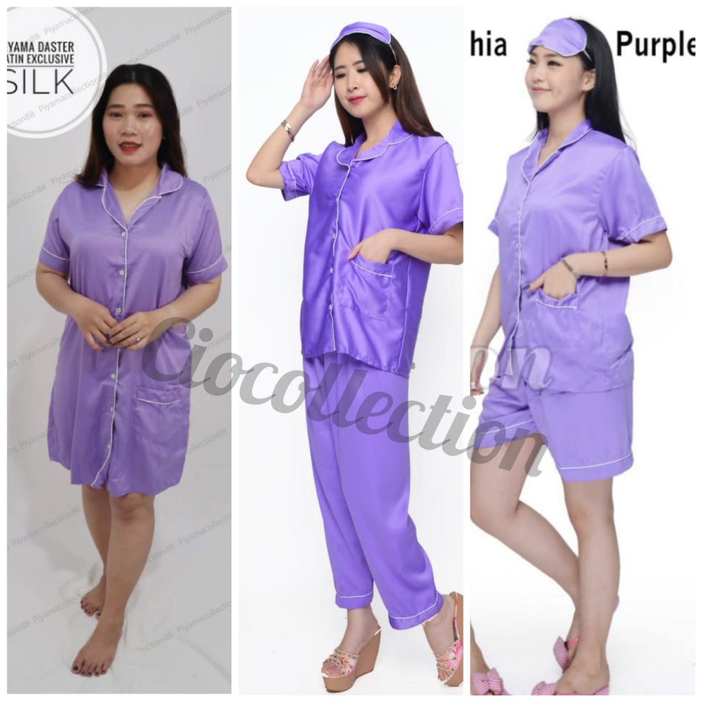 PIYAMA POLOS WANITA DEWASA SETELAN BAJU TIDUR SATIN