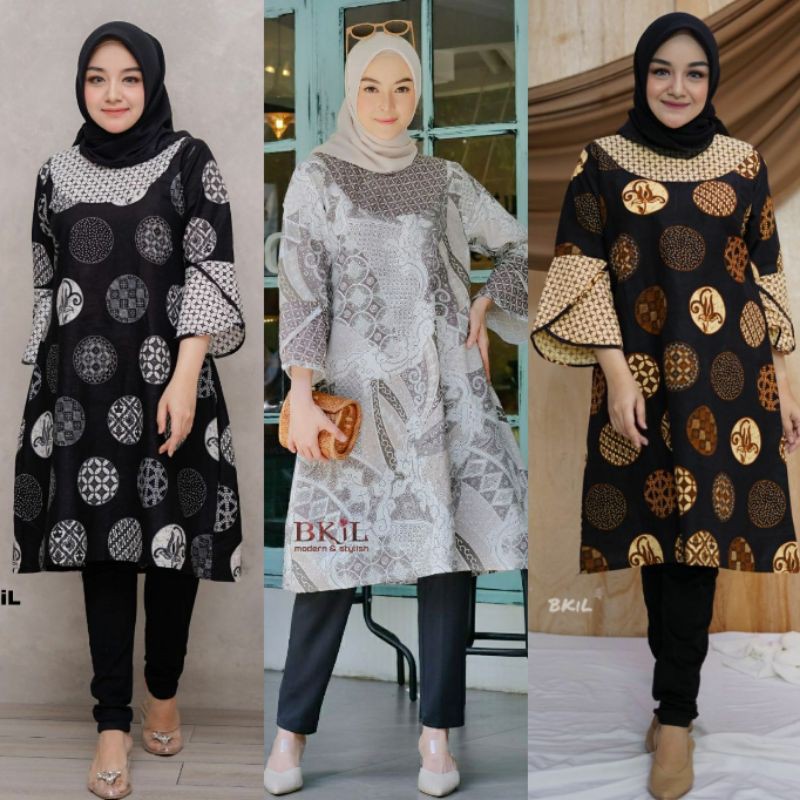 Batik Alina Baju Batik Wanita Modern Atasan Batik Kerja Wanita Tunik Batik Kantor Blouse Batik Seragam Batik M L XL XXL