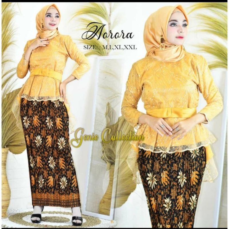 IndahKebaya | SET AURORA TILLE / KEBAYA MODERN TERBARU / KEBAYA WISUDA MUSLIMAH / AKAD LAMARAN NAVY