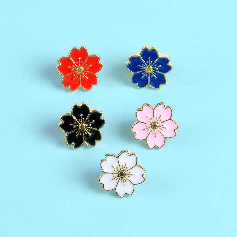 Bros Pin Kerah Desain Cherry Blossom Bahan Metal Gaya Jepang Untuk Seragam Sekolah