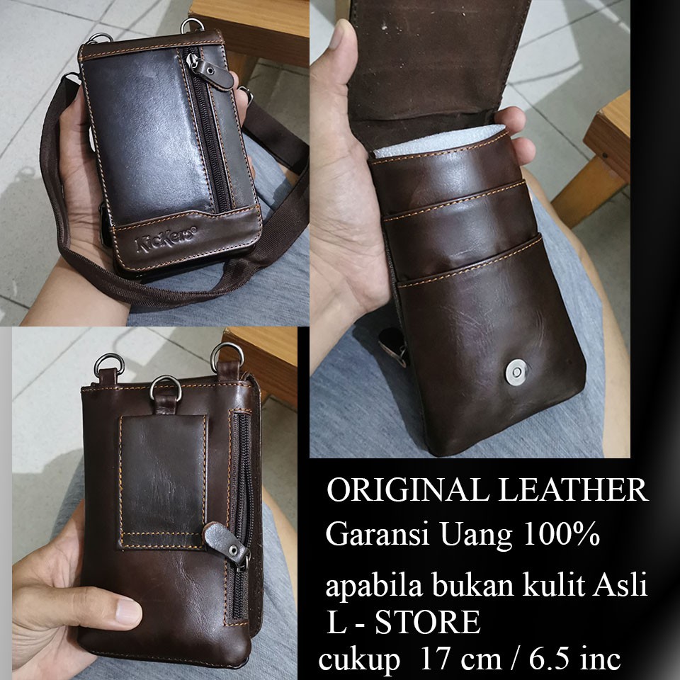 Dompet HP pinggang kulit asli premium