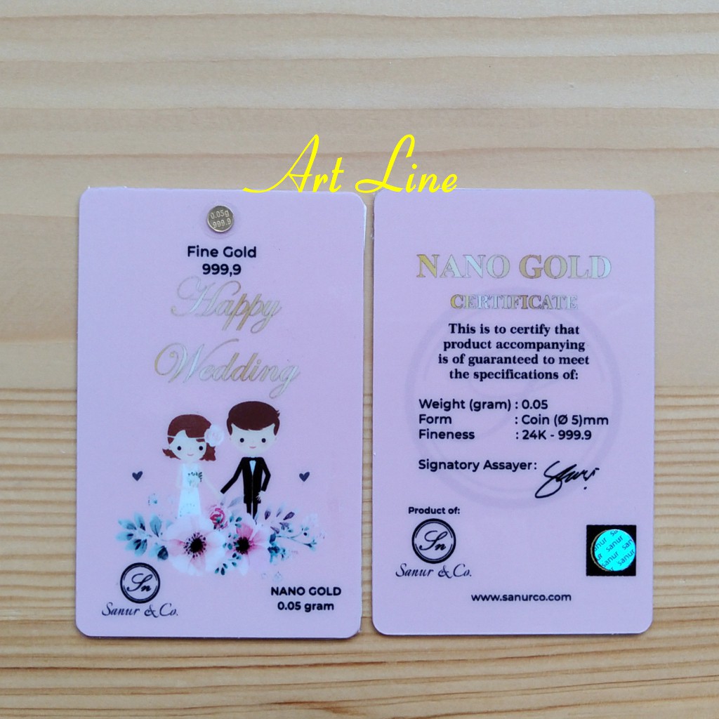Sanur Gift Series Koin Emas Mini Gold Logam Mulia 0.05 gram Seri Happy Wedding