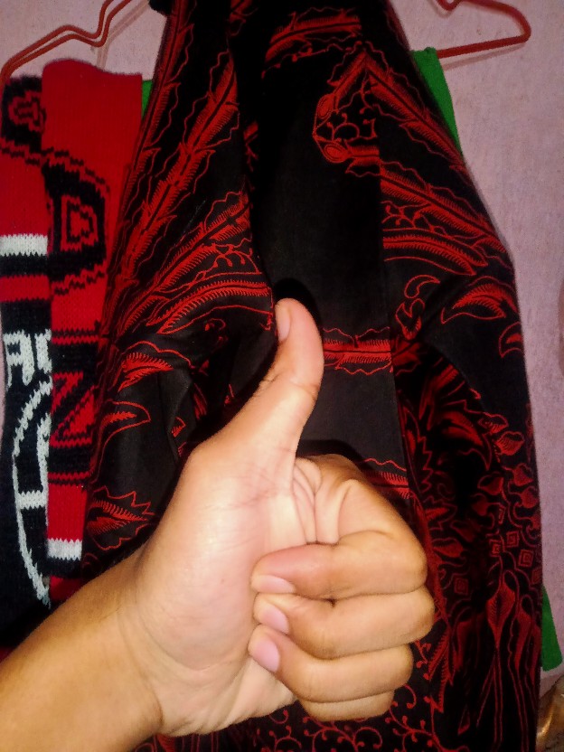 Batik Pria Solo | Manuk Peksi Merah Lengan Panjang Slim Fit Lapis Furing | By Batik Florist