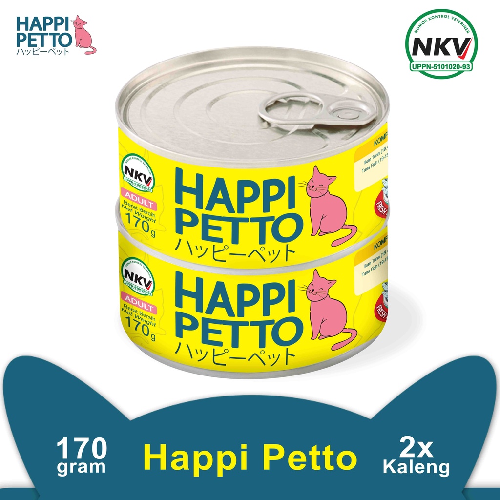 KtmStore Paket 2 pcs makanan kucing adult basah kaleng sarden tuna happi petto happipetto 170 gram