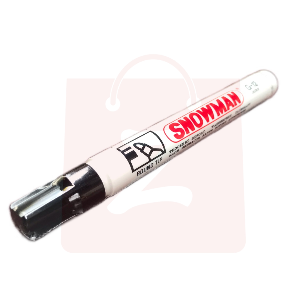 

Spidol Permanen Warna Hitam Spidol SNOWMAN Marker G-12 Round Tip