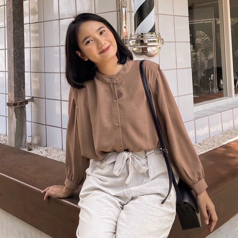 Aisa Blouse Crinkle Premium Kemeja Formal Kerja / Crinkle Blouse Shanghai-AISA NEW TIRAMISU