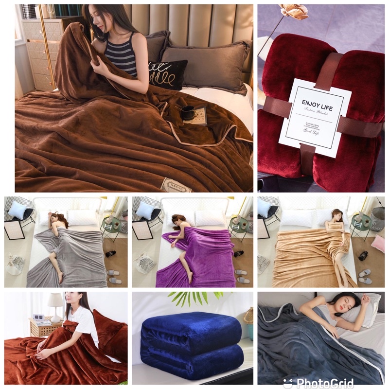 Selimut Bulu Halus 150x200 Motif Dewasa Polos Elegan Tebal Impor Murah Berkualitas-Random Warna gelap