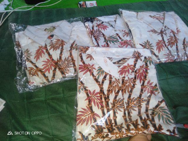 Baju Batik Couple Gamis Batik Keluarga Motif Bambu Putih Dengan Batik Anak Terbaru