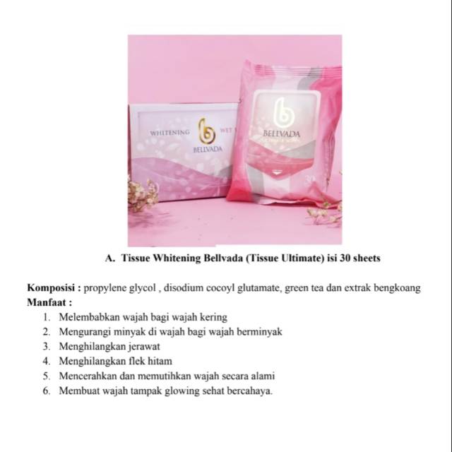 Tissue Wajah Belvada Penghilang Flek Hitam / Tissue Wajah Mencerahkan