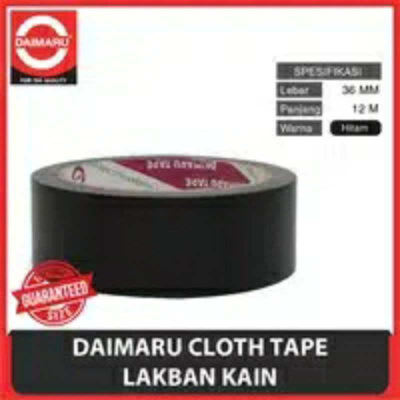 

DAIMARU cloth tape 36mm x 90yard 12meter lakban kain hitam 1.5inch