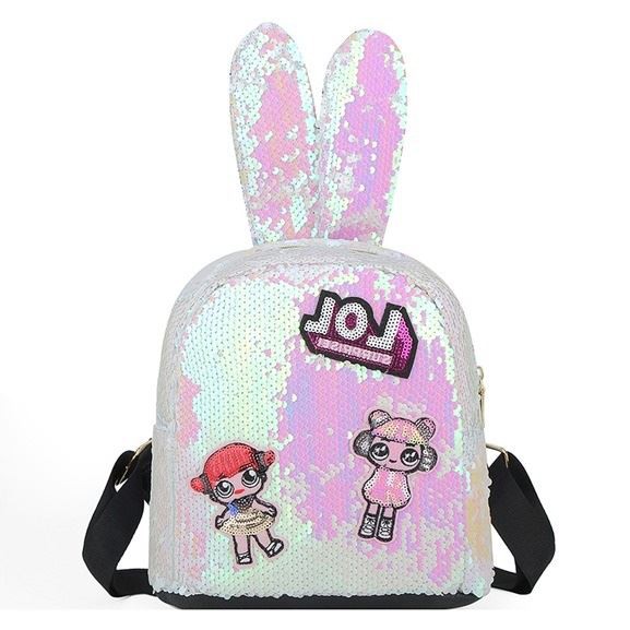 GI 0666 RISCE TAS RANSEL ANAK LOL SEQUIN TELINGA PANJANG IMPORT WANITA CEWEK PEREMPUN JAKARTA