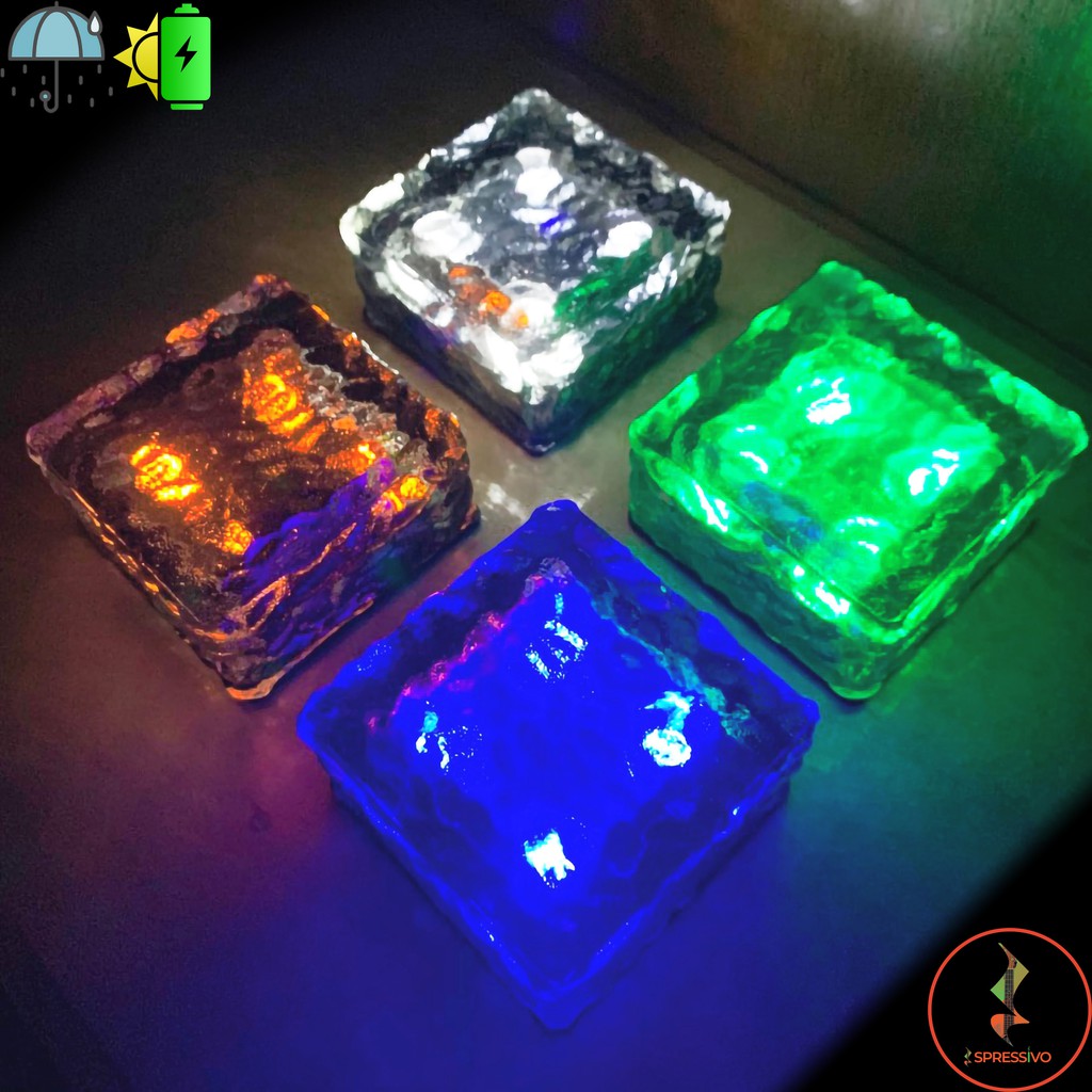 Lampu taman solar tenaga surya 4 LED pavling block berbagai warna