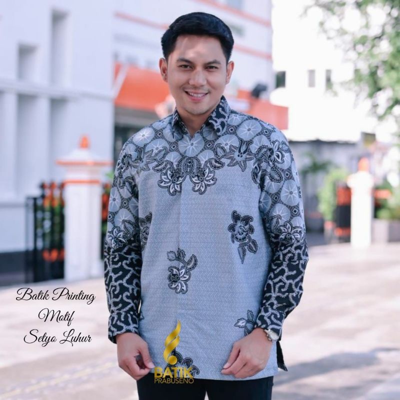 SETYO LUHUR (LS) KEMEJA BATIK PRIA LENGAN KAIN KATUN PRINTING ATASAN BAJU COWOK JUMBO MODERN PREMIUM