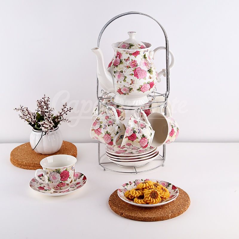 Tea set Keramik Shabby chic isi13 pcs Capodimonte
