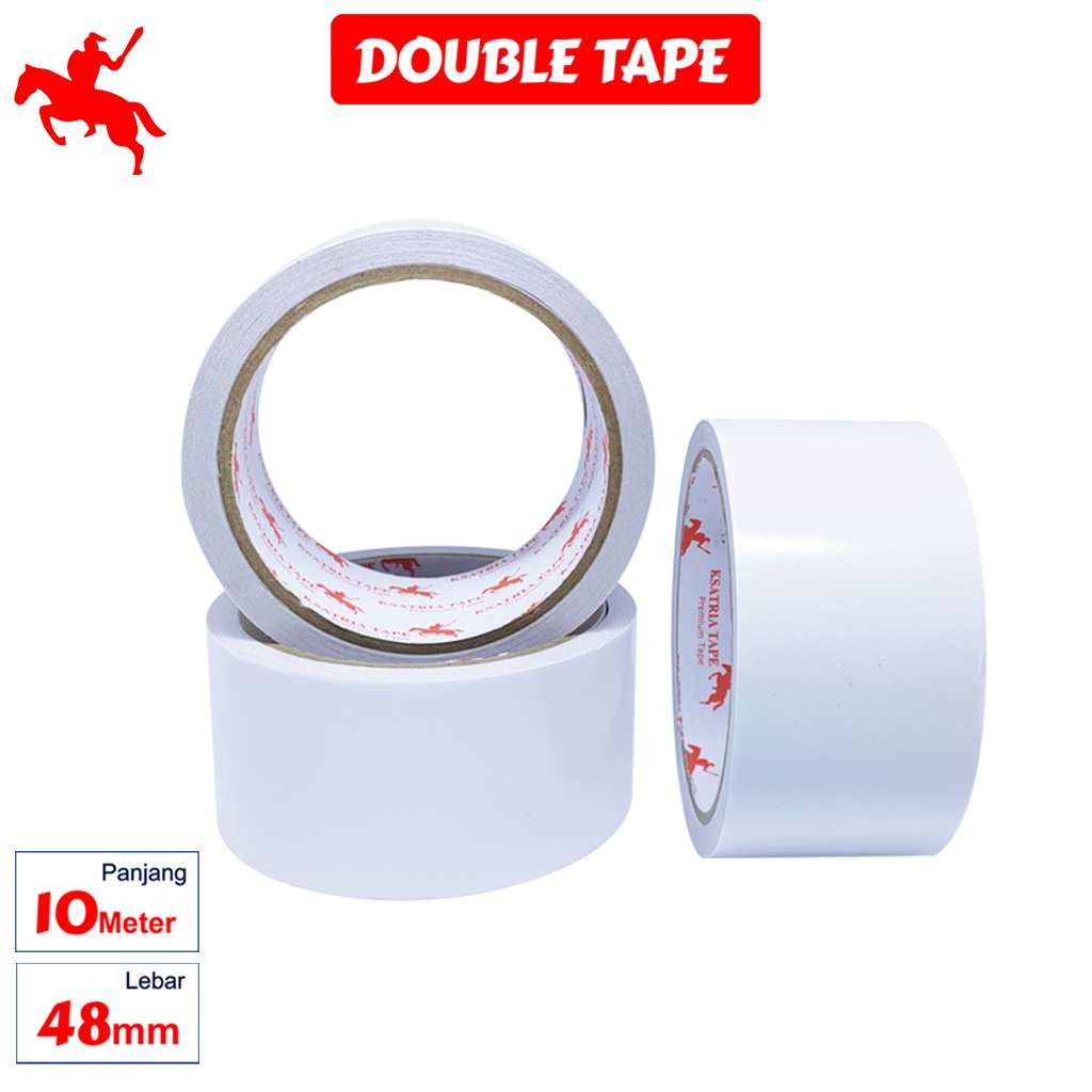 

Lakban OPP Tape / Isolasi Double Tape KSATRIA Tape 6 mm - 48mm x 10 meter