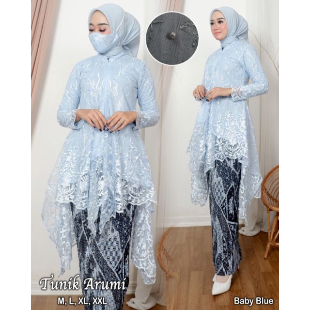 TUNIK ARUMI TULLE | BAHAN TILLE BORDIR MUTIARA | KEBAYA MODERN | BAJU PESTA | BAJU WISUDA | KODE ADK