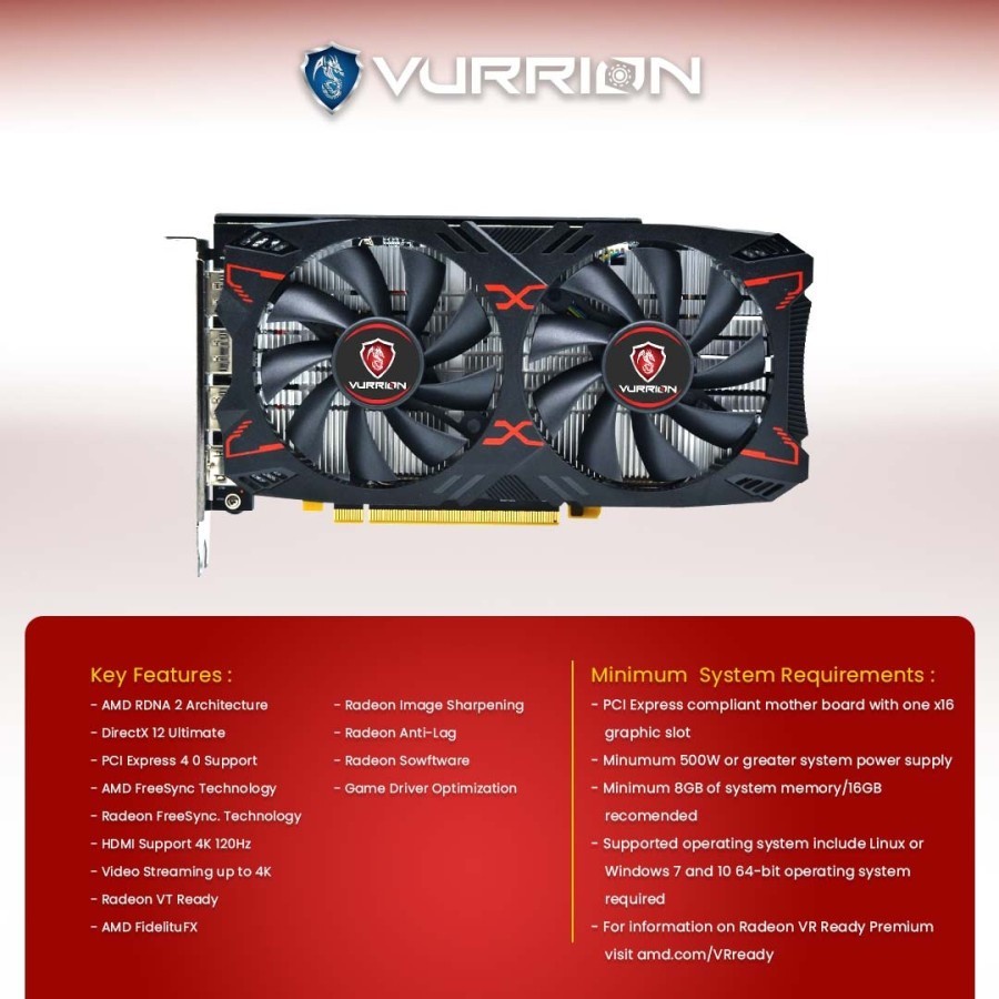 VGA AGS VURRION AMD RX 5500 XT 8GB DDR6 128bit REAL CAPACITY