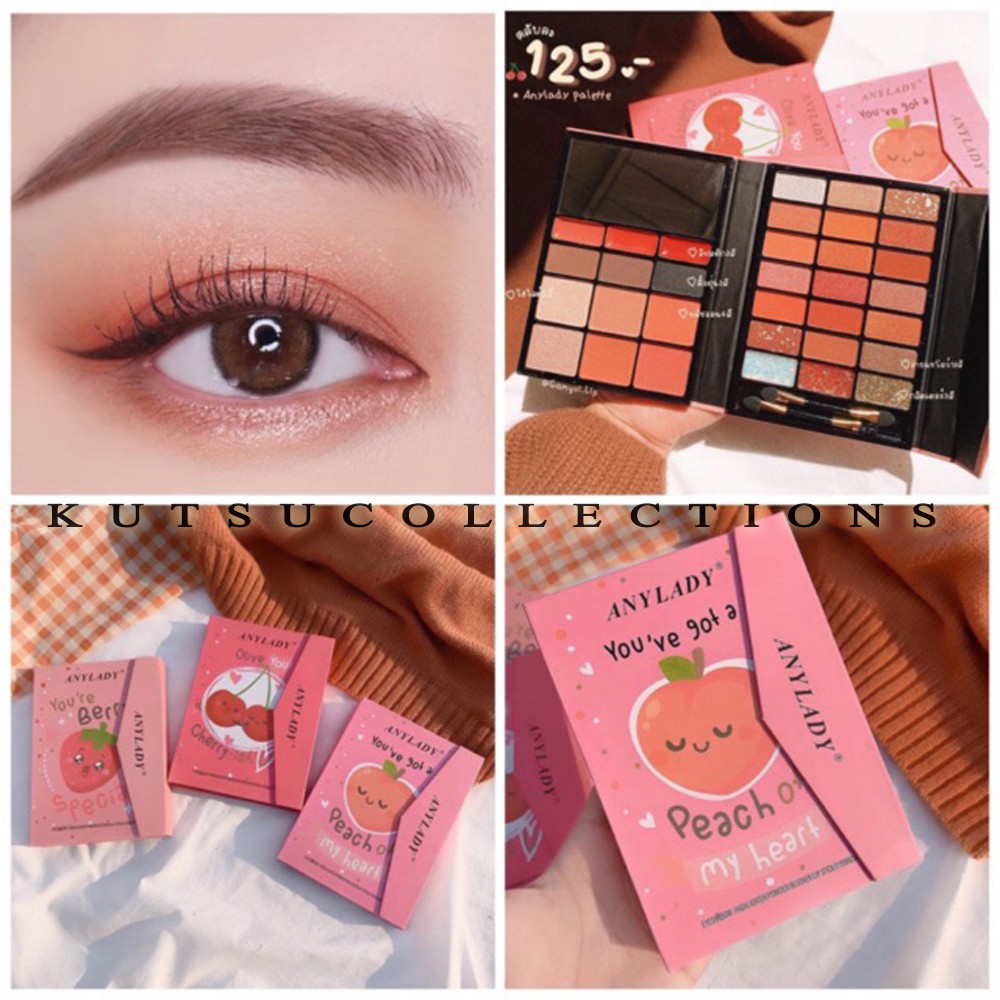 Any Lady Eyeshadow Thailand Make Up Set Fruit Strawberry Cherry Peach On My Heart Eye Shadow
