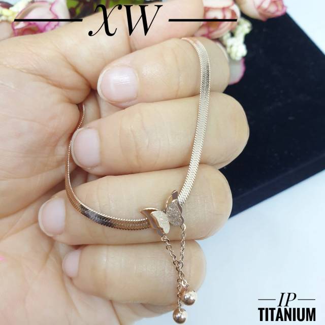 Kalung choker kupu titanium K04034